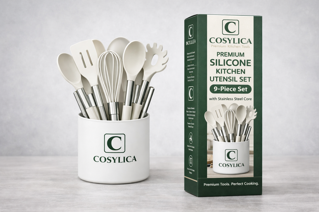 COSYLICA Premium Silicone Kitchen Utensil Set – 9 Piece
