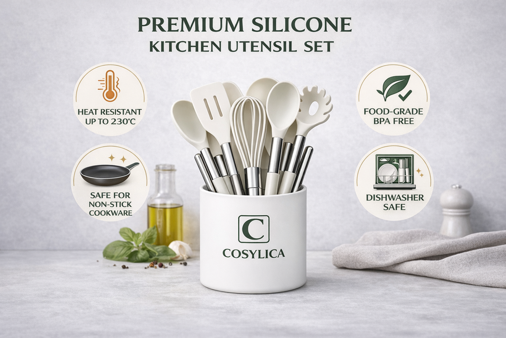 COSYLICA Premium Silicone Kitchen Utensil Set – 9 Piece